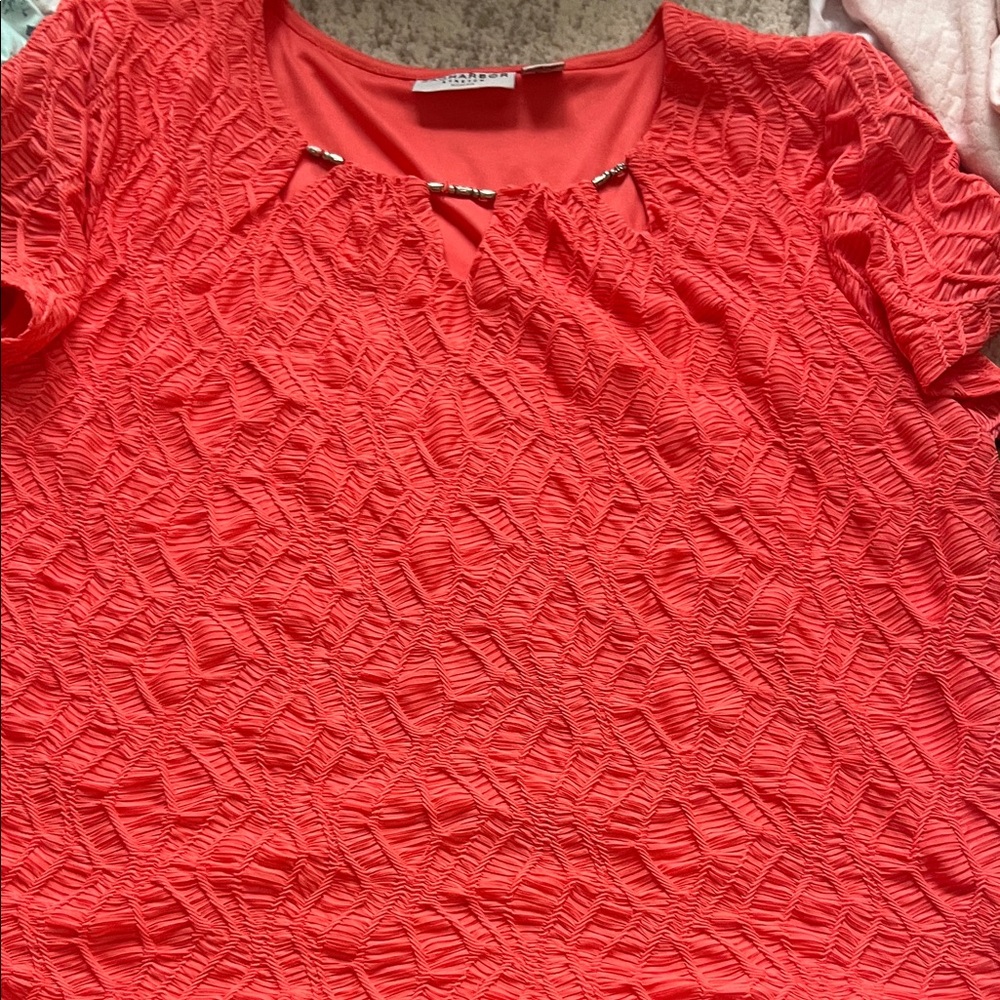 Sag Harbor Vibrant Red Textured Blouse